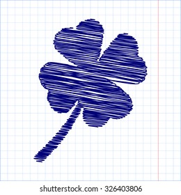 Clover leaf icon with pen and school paper effect 