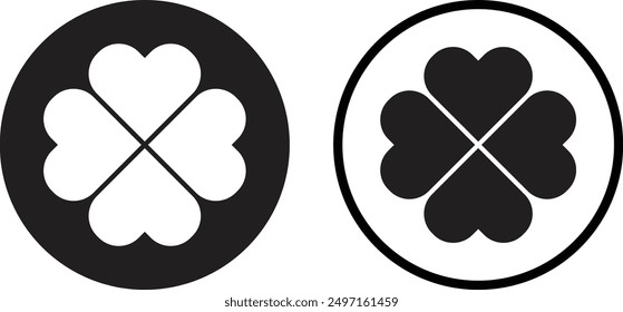 Clover leaf icon set in two styles isolated on white background . Clover icon vector