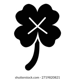 Icono de hoja de trébol con tallo y cuatro hojas