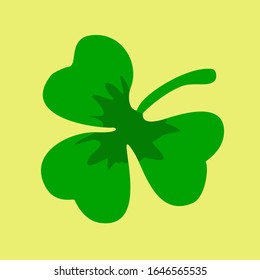 Clover leaf icon, symbol of luck for the Irish beer festival, St. Patrick. Insulated green clover against a white background