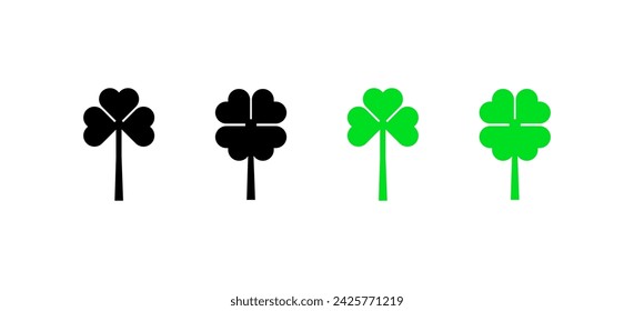 Clover leaf icons. Different styles, green, clover icons set. Vector icons