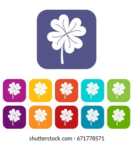 Clover leaf icons set vector illustration in flat style In colors red, blue, green and other