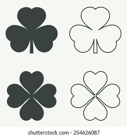 Clover leaf icons. Vector illustration, EPS 8.