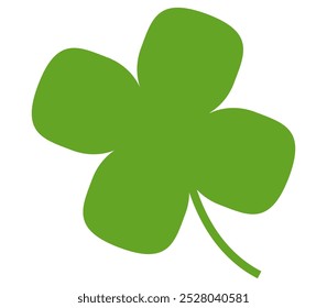 clover leaf illustration in flat style, green clover. good luck symbol