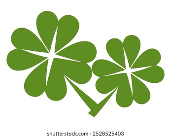 clover leaf illustration in flat style, green clover. good luck symbol