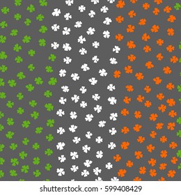 Clover leaf Irish Flag colored background.