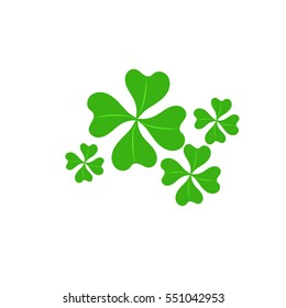 Clover leaf, isolated and a bunch of leaves, vector image