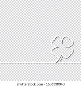 Clover leaf isolated on transparent background. Template for greeting card, invitation, poster, flyer, brochure