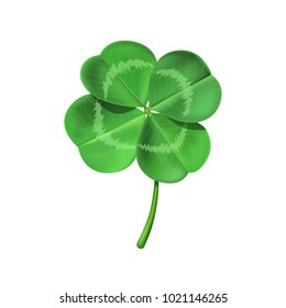 Clover leaf isolated on white. St. Patrick's Day. Vector illustration.