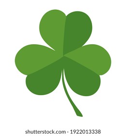 Clover leaf, isolated on white, for St. Patrick's Day. Vector illustration.