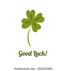 Clover leaf isolated on white background. Lucky clover leaf of St. Patrick's day. Vector flat illustration 