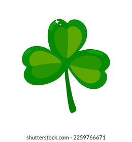 Clover leaf, isolated on white, for St. Patrick's Day. Vector illustration.