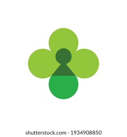 Clover leaf and key hole logo icon design, security design concept, multiply color style - Vector