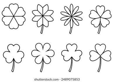 Clover Leaf Line Art Design Illustration Modern Artwork