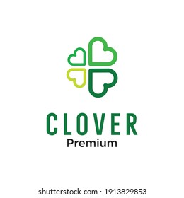 Clover leaf with line art logo vector icon illustration Vector