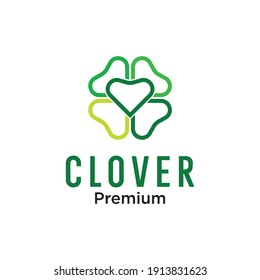 Clover leaf with line art logo vector icon illustration Vector