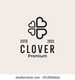 Clover leaf with line art logo vector icon illustration Vector