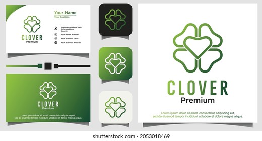Clover leaf with line art logo design