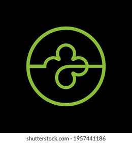 Clover leaf line icon, shamrock logo design template elements
