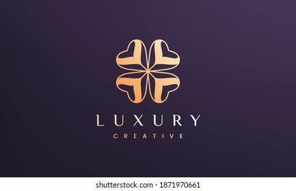 Clover leaf logo concept with abstract and luxury style