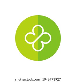 Clover leaf logo icon design, line art syle symbol inside a circle, flat styel illustration