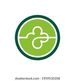 Clover leaf logo icon design template elements, circle shape symbol, line art style vector illustration