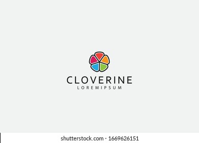 Clover Leaf Logo. Modern Outline Design In Full Color Clover Leaf Illustration. Vector Art Line Icon Template