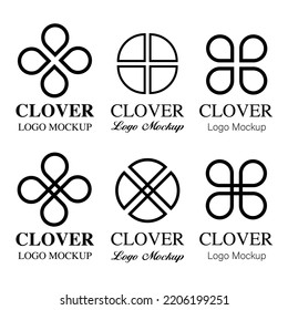 Clover leaf logo set. Four leaves icon collection. Shamrock plant. Saint Patrick day, Ireland symbol.
silhouettes of floral. Template sign mockup vector illustration