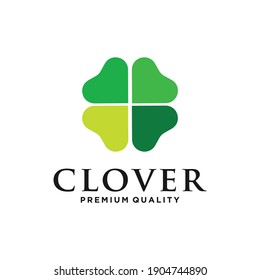 Clover leaf with love line art logo vector icon illustration Vector