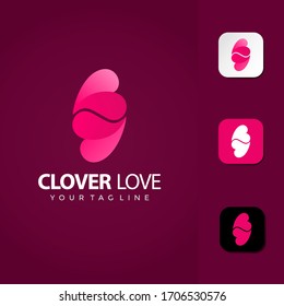 Clover Leaf Love Logo Design Vector Premium template