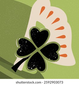 Clover leaf, lucky charm, vector illustration for St. Patrick's Day. Festive vector art