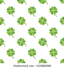 Clover leaf nature seamless pattern in flat vector illustration