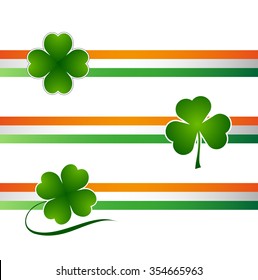 Clover leaf on flag element background for happy St. Patricks Day