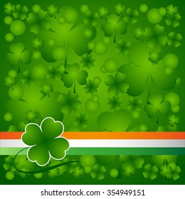 Clover leaf on flag element background for happy St. Patricks Day