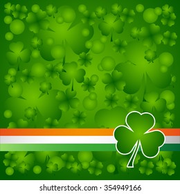 Clover leaf on flag element background for happy St. Patricks Day