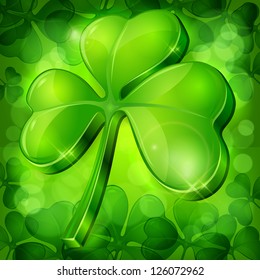 Clover leaf on green background, vector illustration for St. Patrick's day