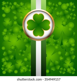 Clover leaf on green background for happy St. Patricks Day