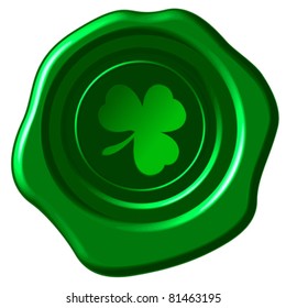 Clover leaf on a green wax seal