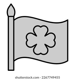 Kleeblatt auf der nationalen Flagge - Symbol, Illustration auf weißem Hintergrund, grauer Stil