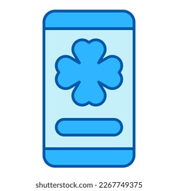 Clover leaf on smartphone screen - icon, illustration on white background, similar style