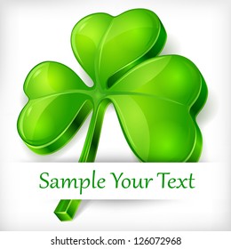 Clover leaf on white background & text, vector illustration for St. Patrick's day