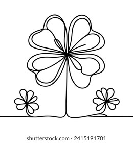 Clover leaf. One continuous line. St. Patrick's Day symbol.