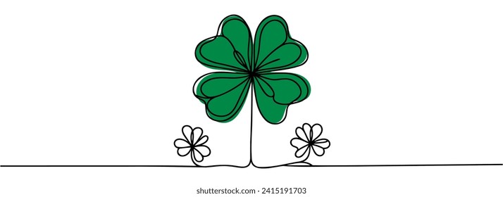 Clover leaf. One continuous line. St. Patrick's Day symbol.