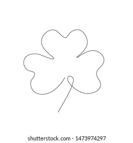 clover leaf one line drawing. Continuous line. Hand-drawn minimalist illustration, vector.