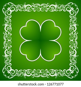 Clover leaf and ornamental element background for happy St. Patricks Day