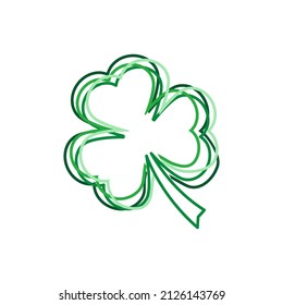 clover leaf outline vector illustration, happy st. patrick's day or good luck social media post template