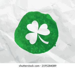 Clover leaf painting on torned paper