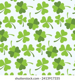 Clover leaf pattern green. Vector illustration texture for tablecloths, cloth fabric textile, cover book, scrapbook.