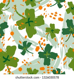 Clover Leaf Pattern Party Patrick's Day, Irish Happy Background.