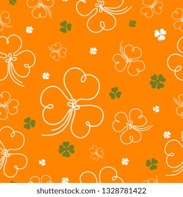 Clover Leaf Pattern Party Patrick's Day, Irish Happy Background.
